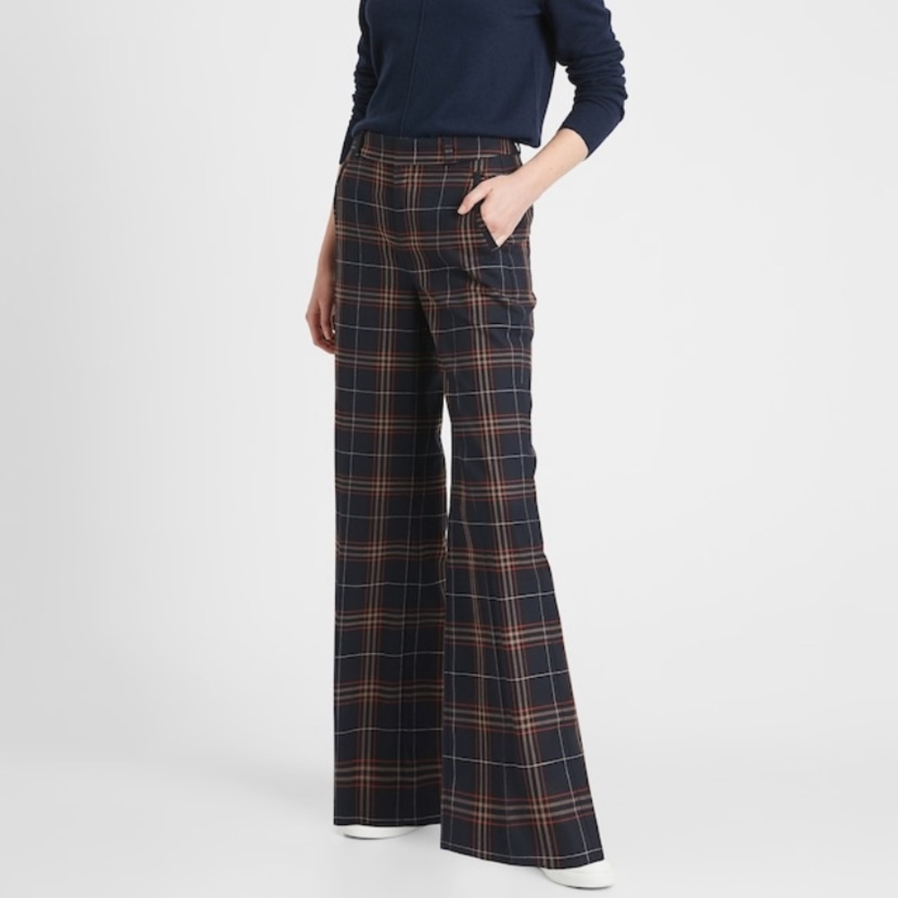 Banana Republic plaid wide leg trouser